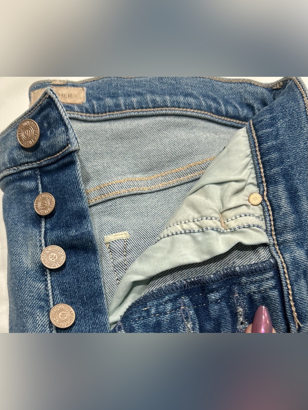 MOTHER The Tripper Ankle Fray Jeans Riding The Cliffside Button Fly Stretch 27 - Picture 2 of 13